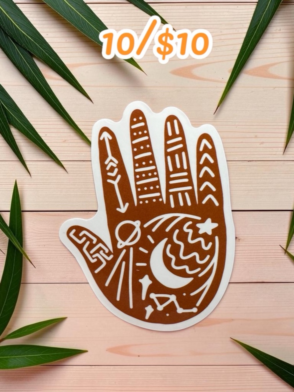 10 / $10 Celestial Palmistry Hand Sticker – Boho Mystic Vinyl Decal